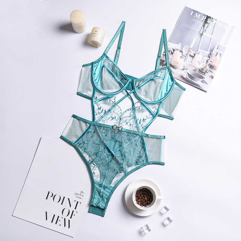Embroidery Lace And Mesh Underwear One-piece — image 1