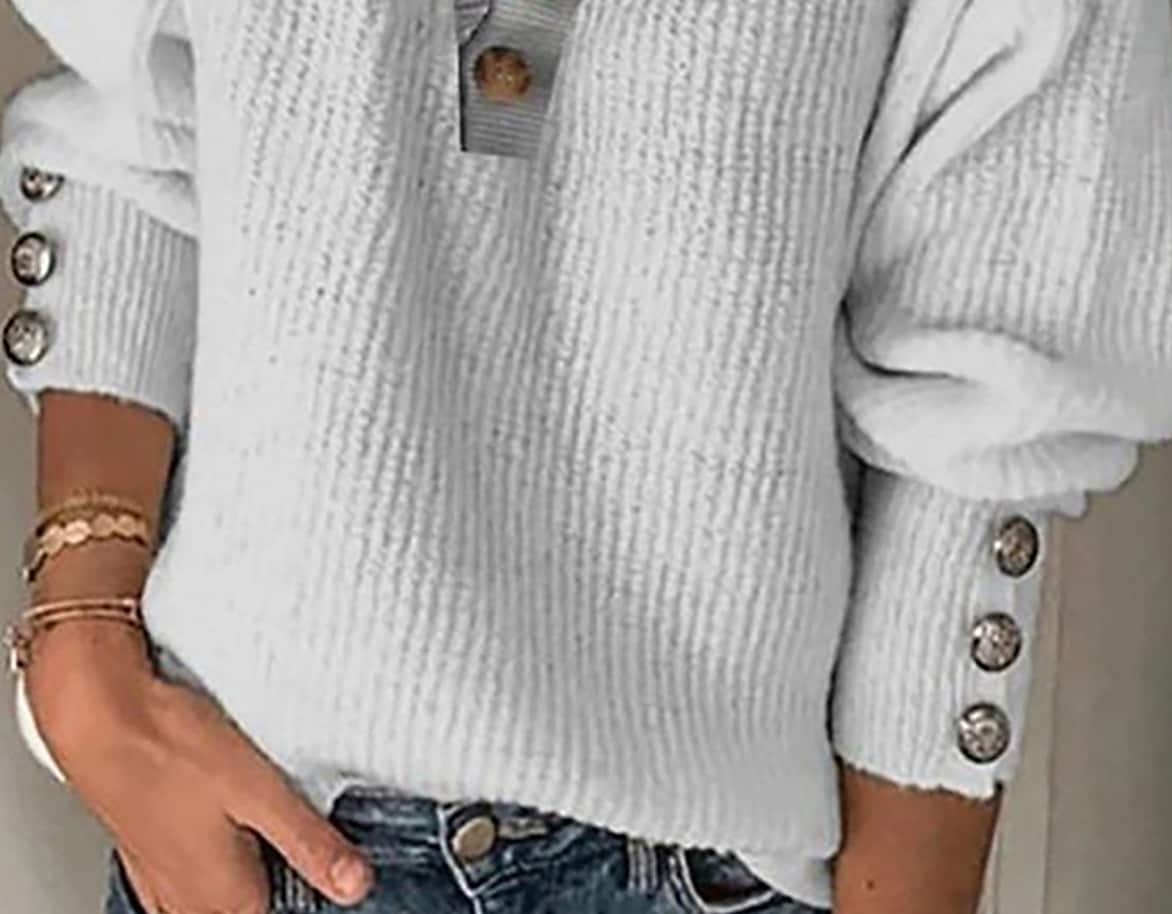 Women's Solid Zipper Knitting Loose Long Sleeve T-shirt