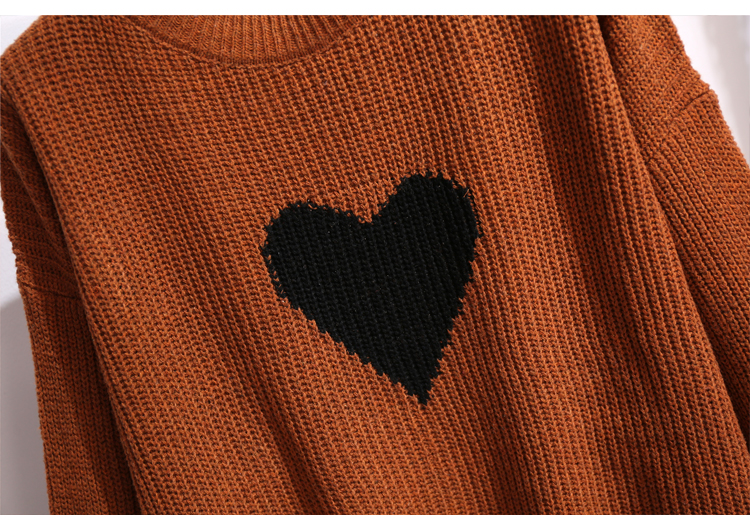 Love Knitted Sweater Pleated Skirt Two Piece Set