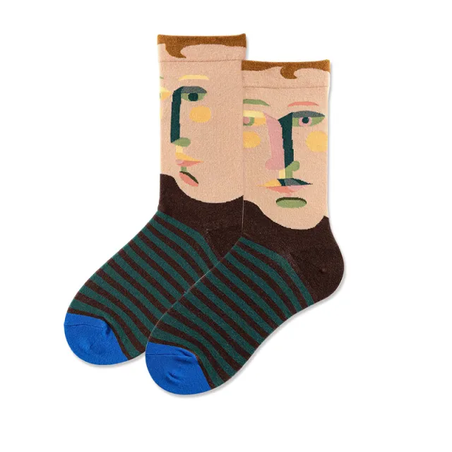Abstract Literary Women Stockings Trend Illustration Color Socks Stripes - Shop at LoveMi
