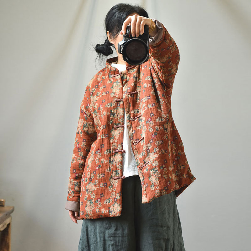 Chinese Cardigan Stand Collar Undercover Cotton-padded Jacket