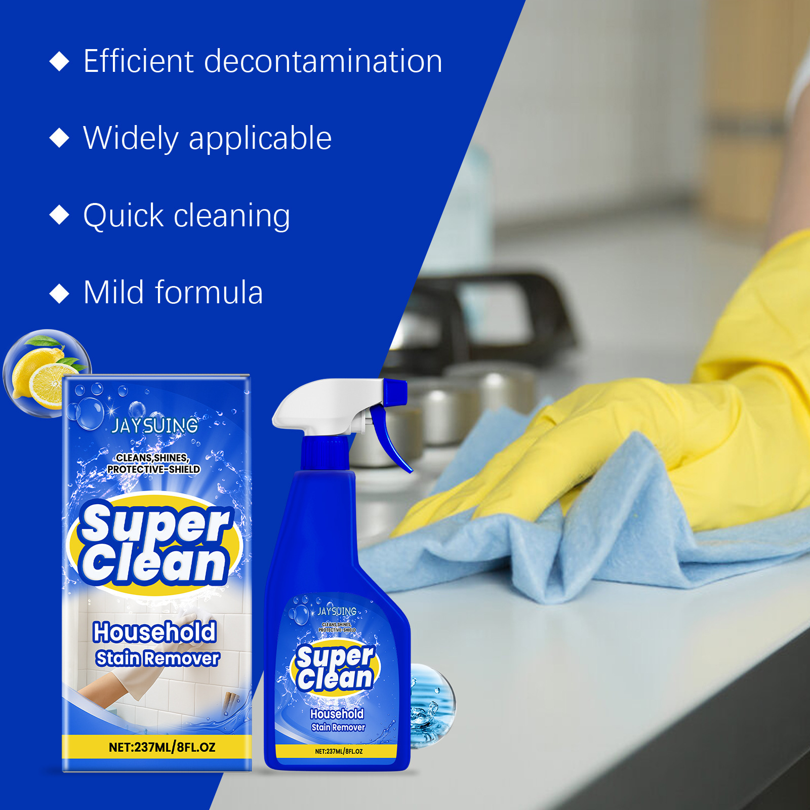 JAYSUING Household Stain Remover And Cleaner For Tiles, Floors, Kitchens - Multi-purpose Household Cleaner For Removing Stains And Limescale — view 3