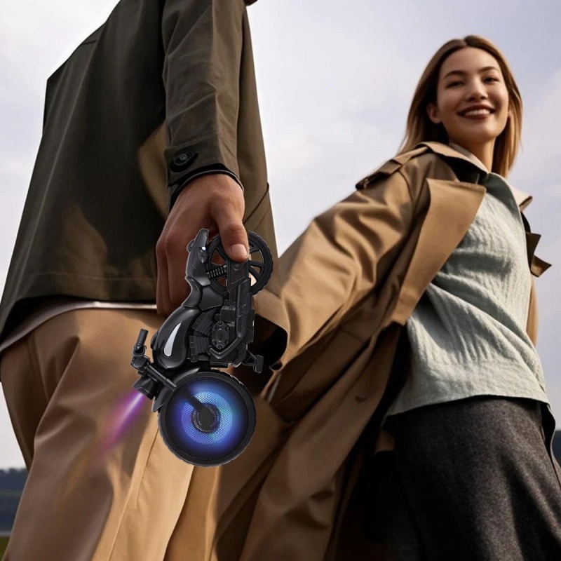 Retro Design Portable Bluetooth Speaker Motorcycle Replica TF Card LED FM Radio 5