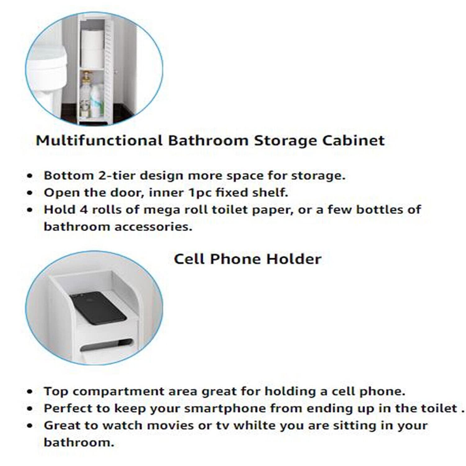 Bathroom Cabinets Tall Slim Storage Waterproof Toilet Cupboard — image 6