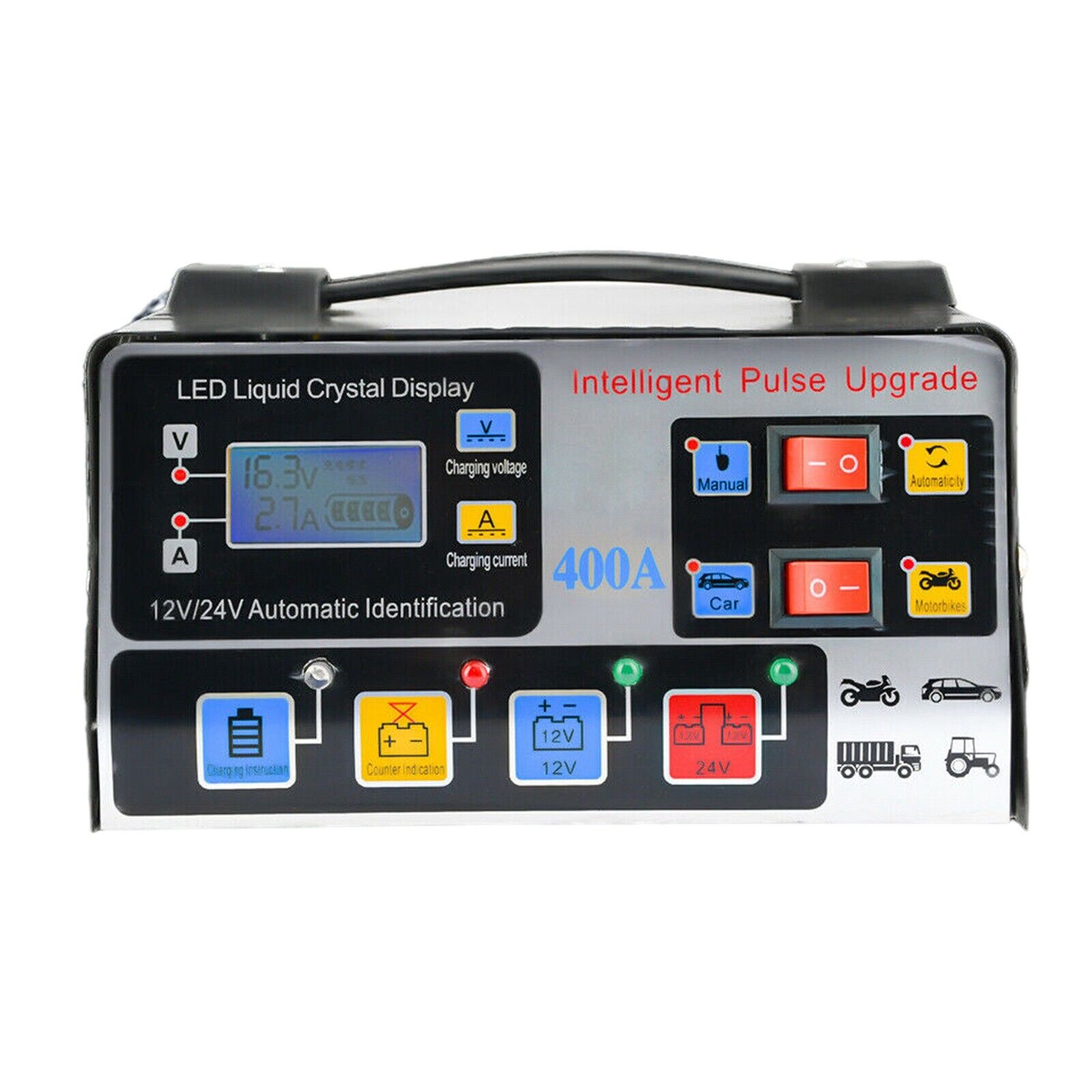 400W Heavy Duty Smart Car Battery Charger Automatic Pulse Repair Trickle UK