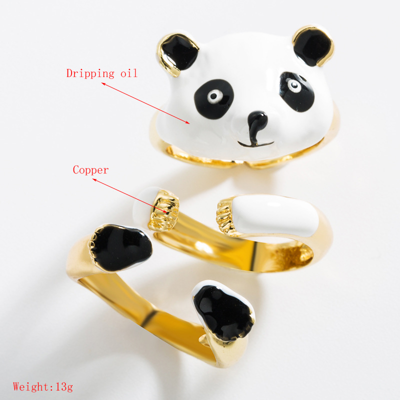 Fashion Trendy Cute Bear Combined Ring Set Suit Hip Hop Style