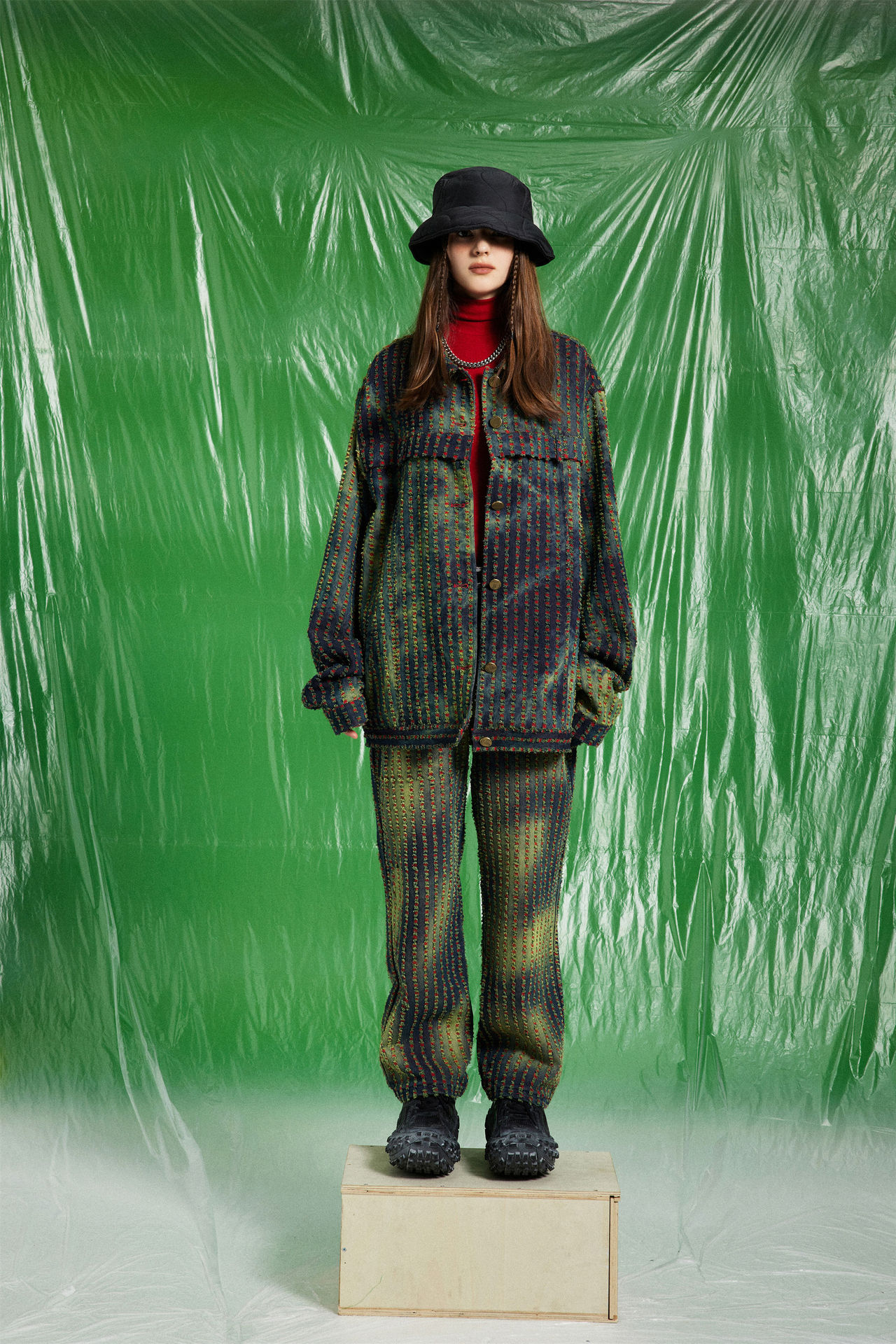 Temperament Green Vintage Tie Dyed Denim Jacket