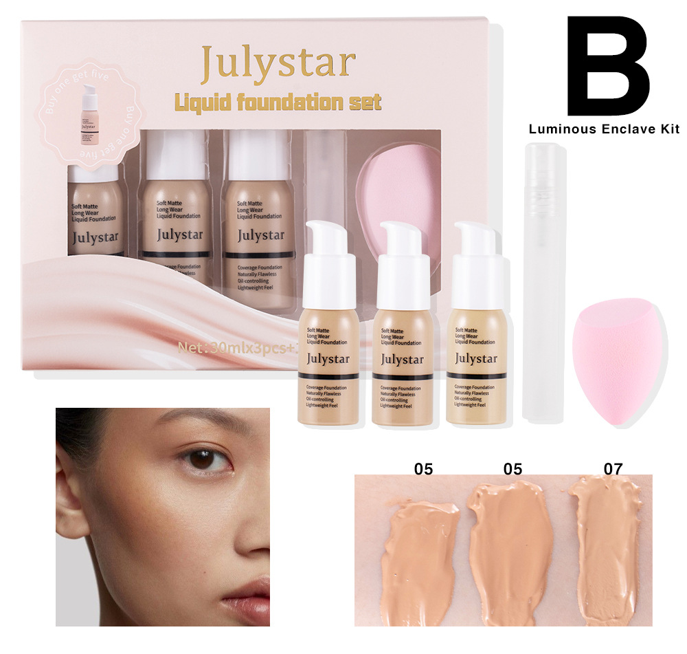 Concealer Long Lasting Makeup Setting Without Taking Off Makeup Liquid Foundation Facial Natural Moisturizing Foundation Make-up Set