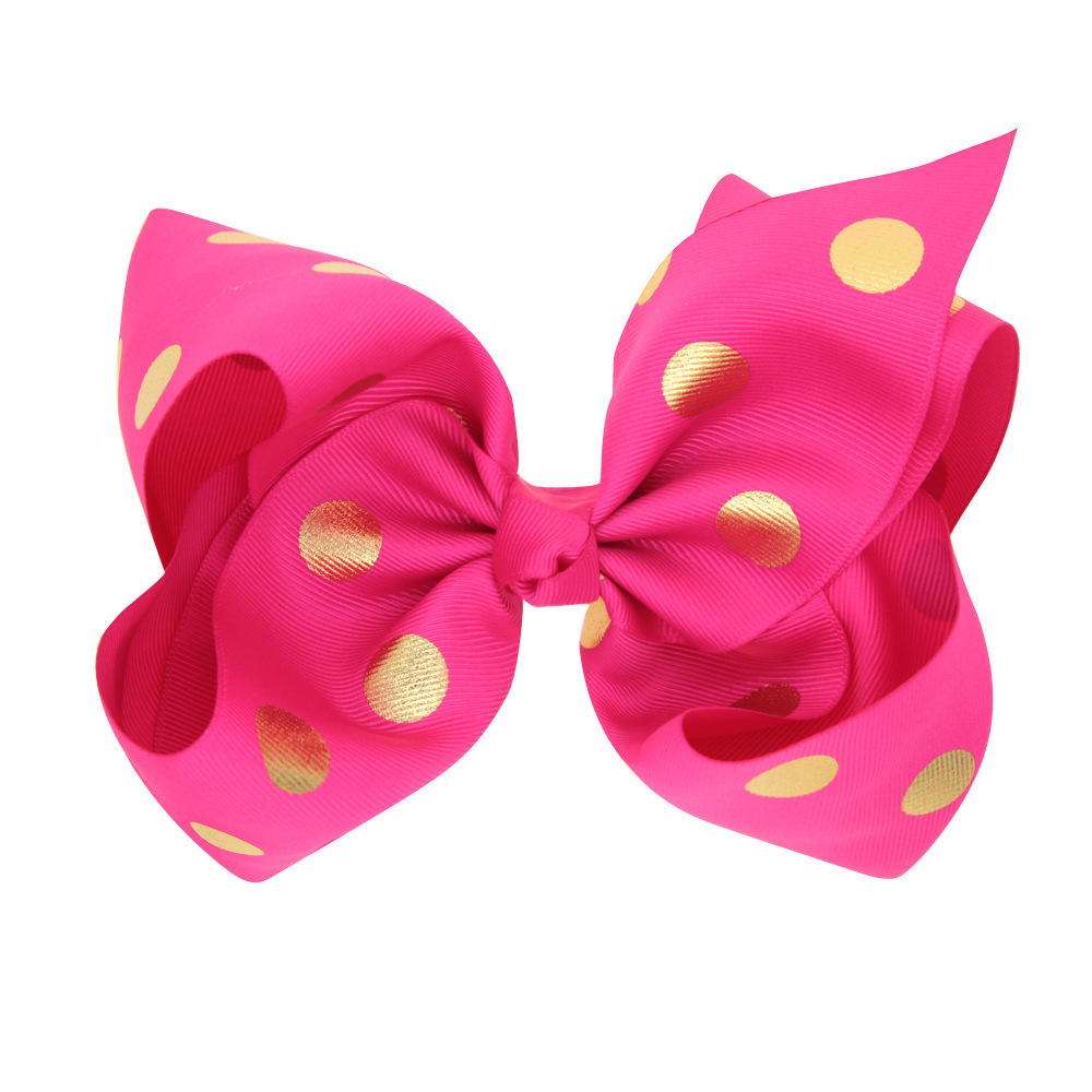 8 Inch Large Bronzing Dot Bow Hair Clip Rose Red - Shop at LoveMi