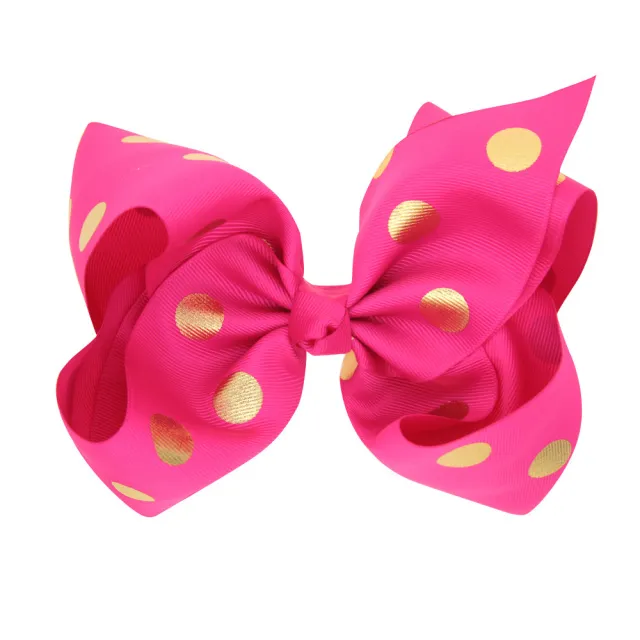 8 Inch Large Bronzing Dot Bow Hair Clip Rose Red - Shop at LoveMi