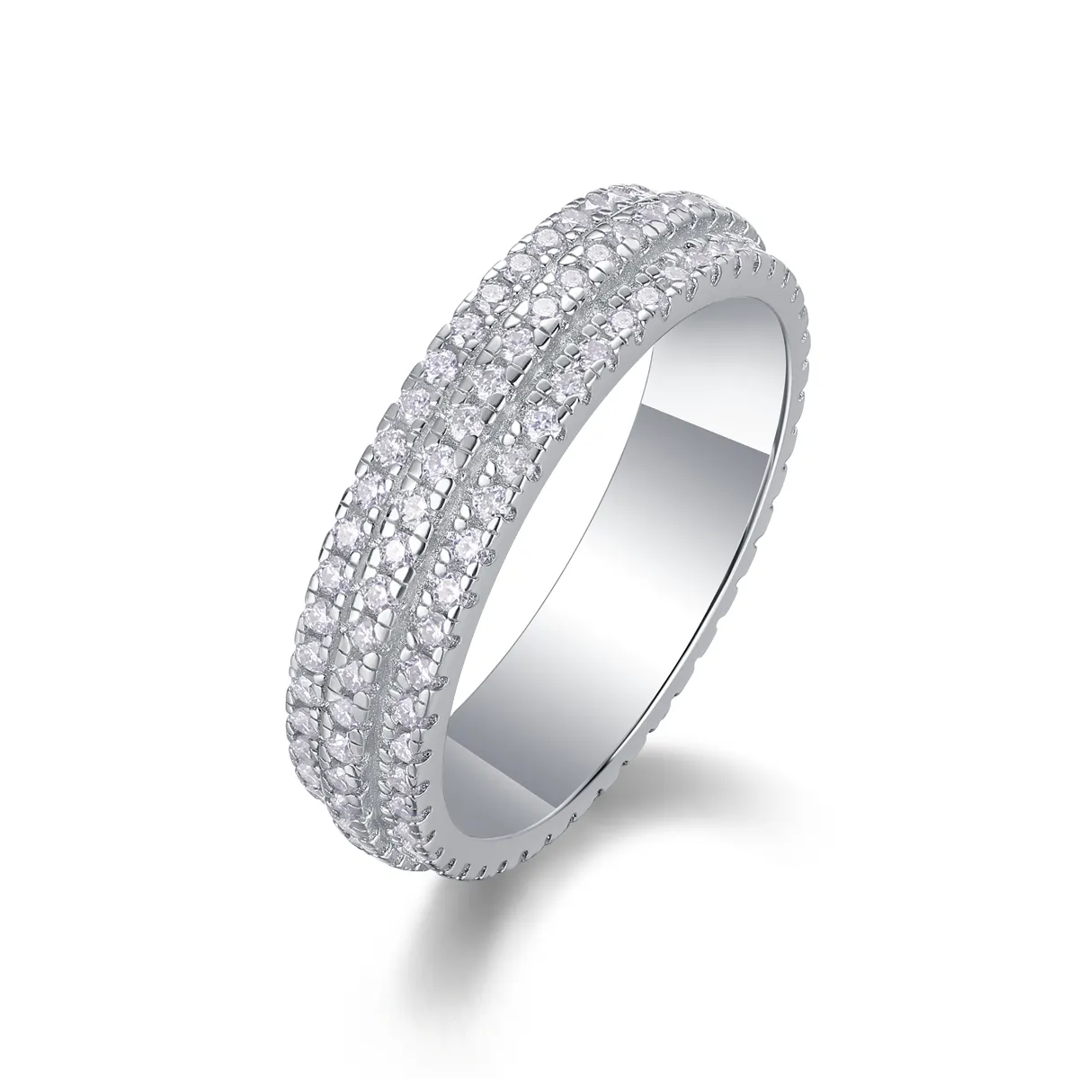 S925 Silver 4.0g Platinum Plated Moissanite Ring