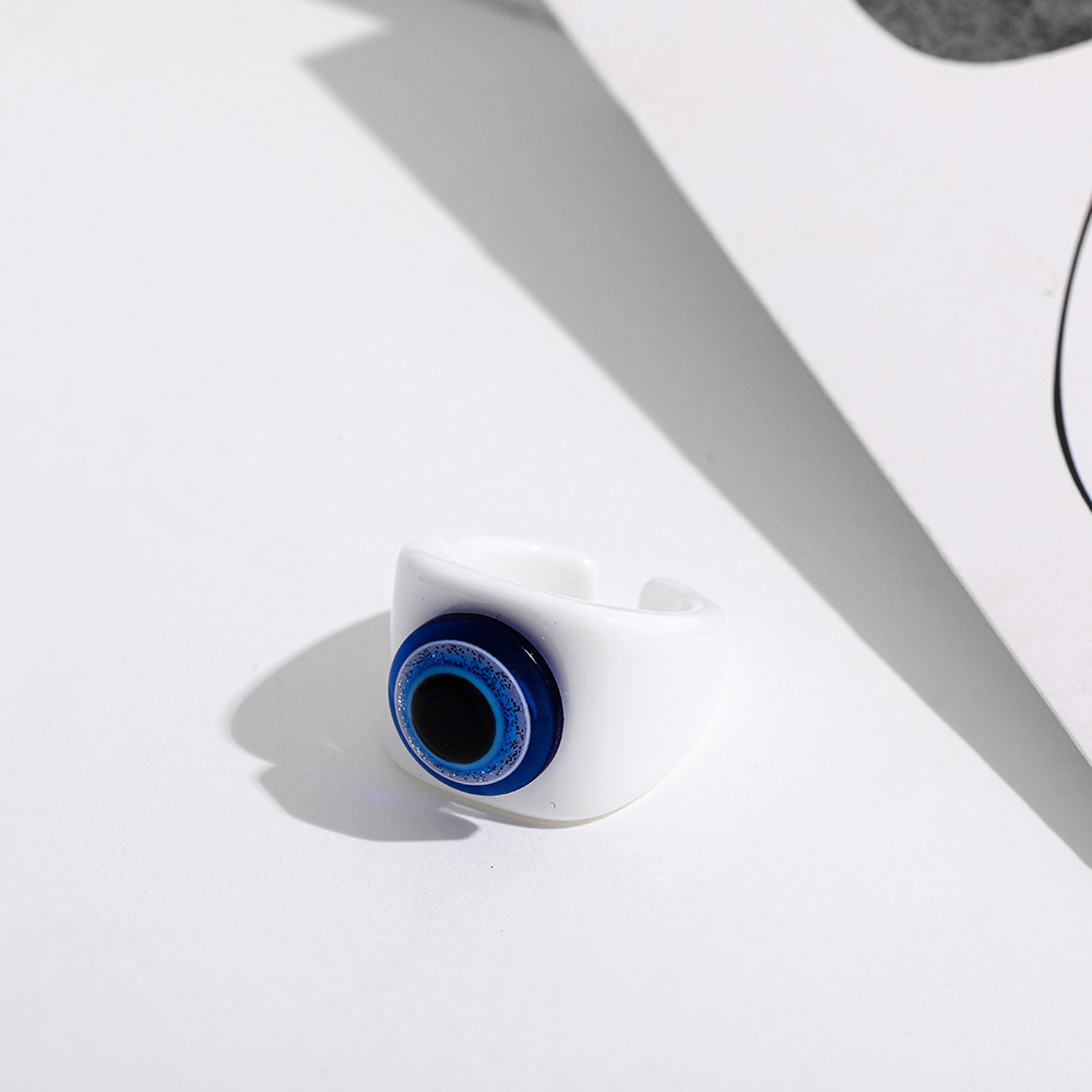 European And American Popular Resin Ring, Personality Niche Creative Eyeball Opening Ring, Trendy Fashion Earrings