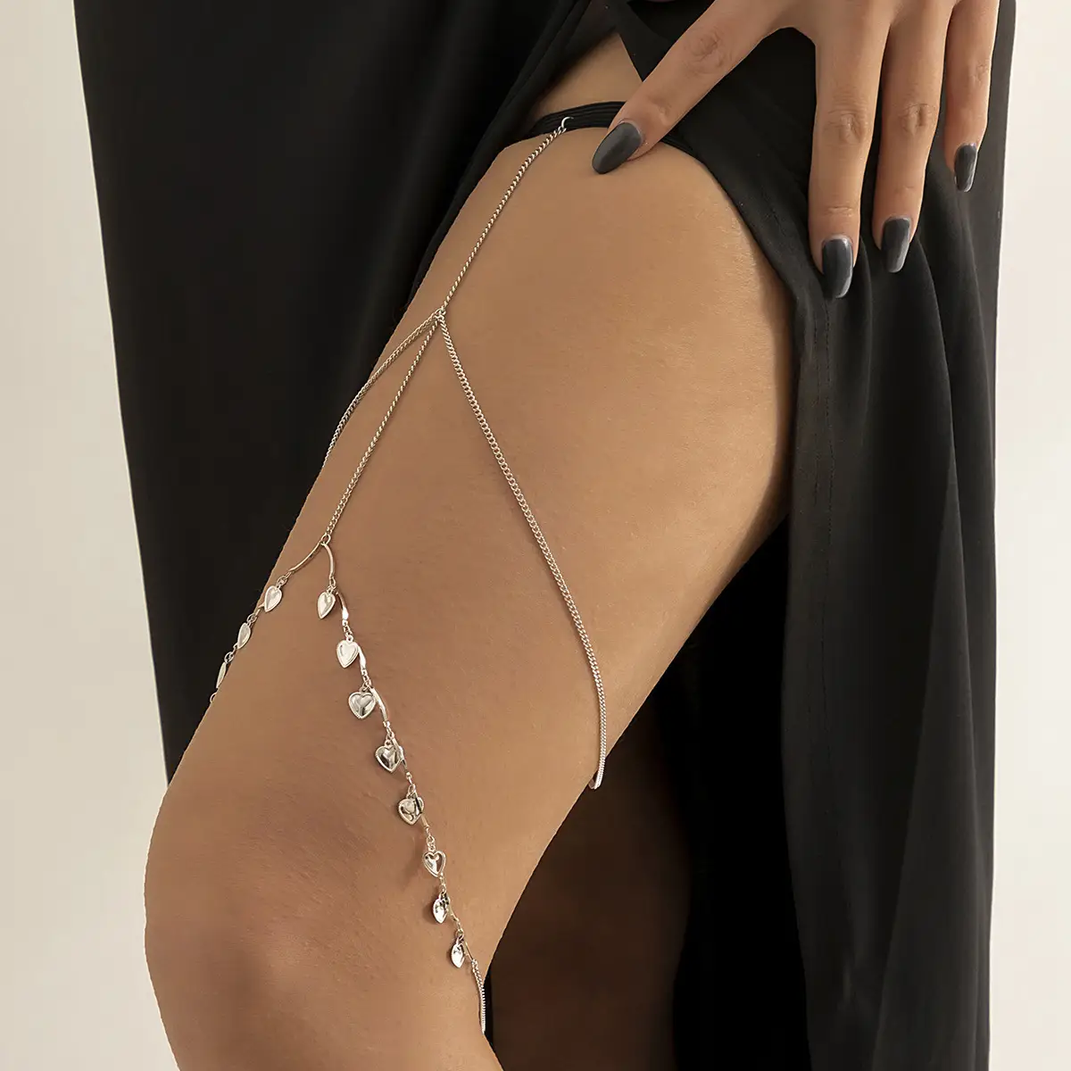 Stretch Geometric Heart Tassel Metal Body Chain