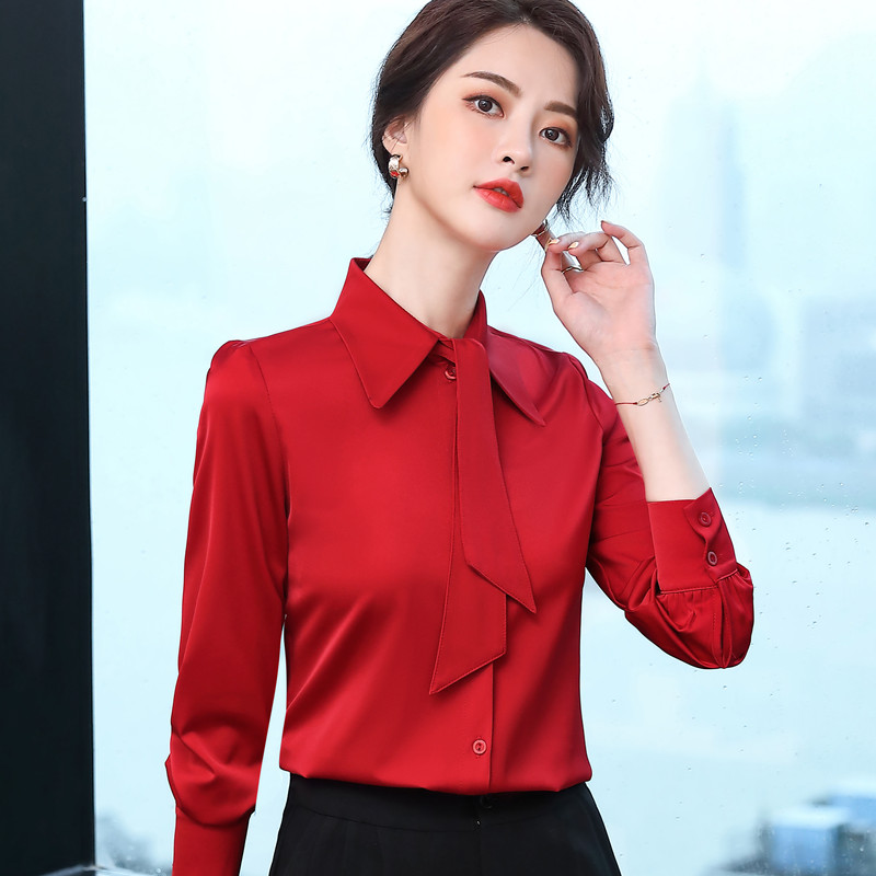 Women's Fashion Non-iron Collar And Streamer Shirt