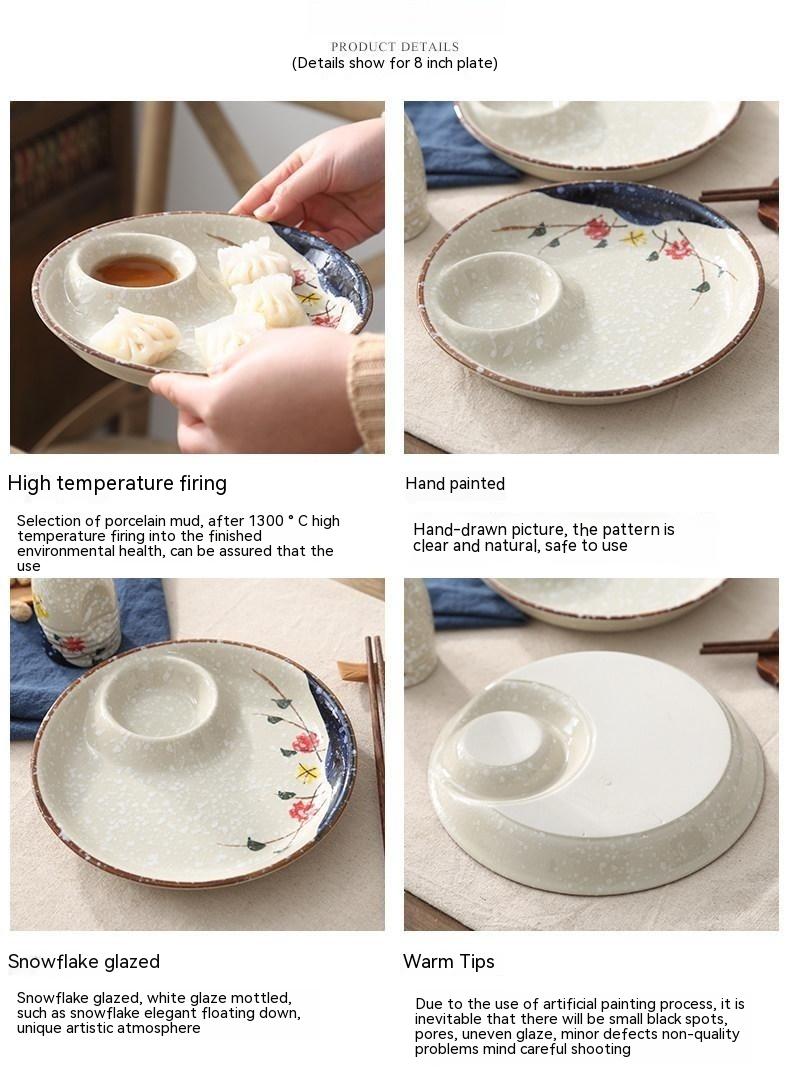 Title 5, Ceramic Dumpling Plate With Vinegar Dish Househ...