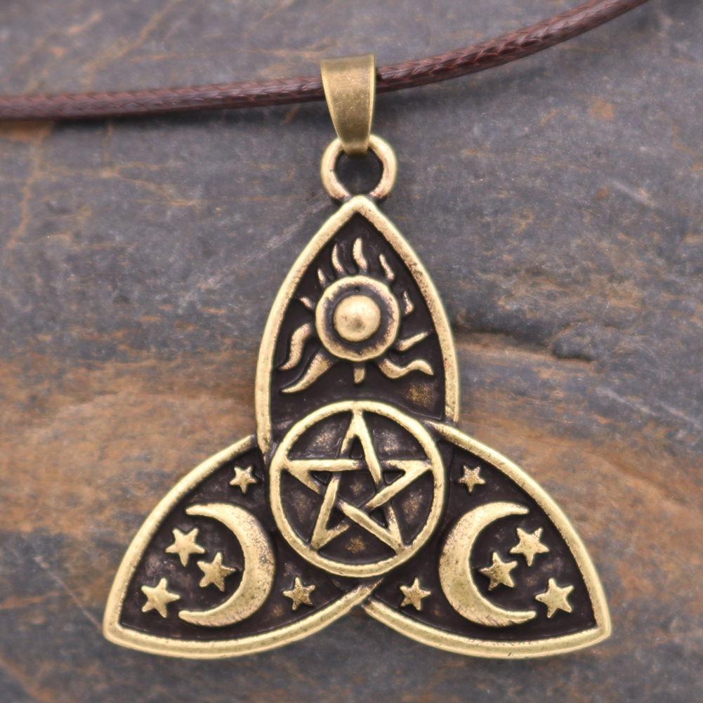 Triple Moon Goddess Alloy Pendant Necklace