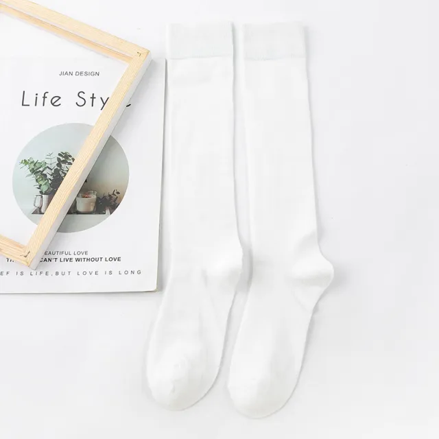 Ins Tide Autumn And Winter Solid Color Knee Socks Japanese Series Calf Socks White - Shop at LoveMi