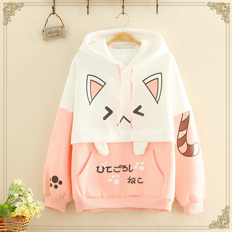 Title 1, Cat plus fleece hooded sweater women