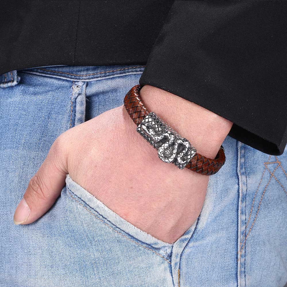 Titanium Steel Leather Rope Simple Bracelet