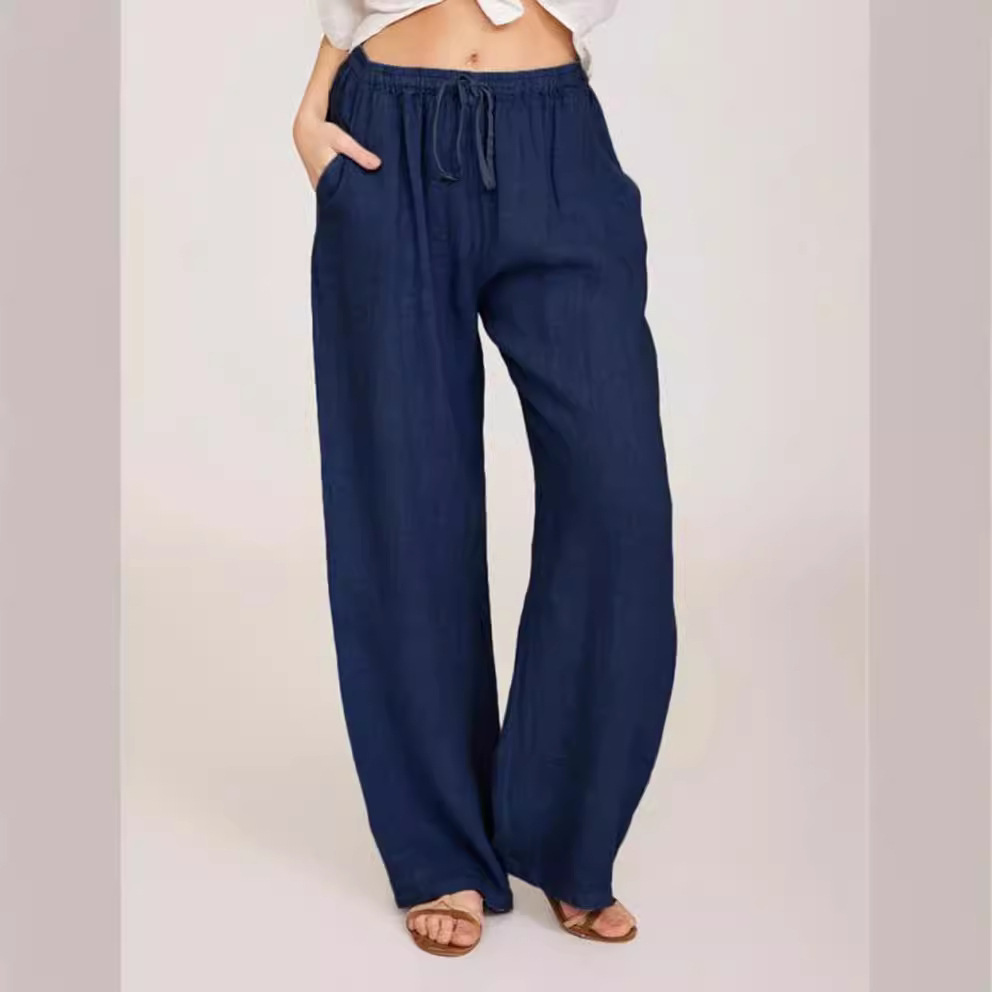 Title 12, Pantalon de yoga ample en coton et lin pour fem...