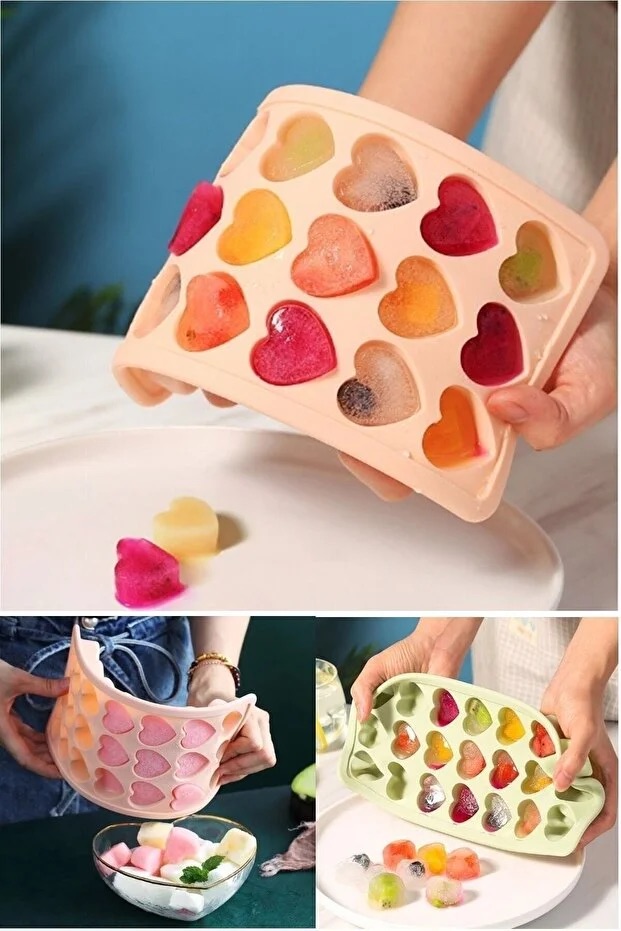 Practical Heart Shaped Silicone Ice Mold Non Stick Silicone Ice Tray