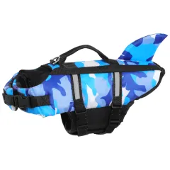 Life Jacket Swimming Clothes Corgi Golden Fur Chai Dog - Camouflage Shark Blue - View 1
