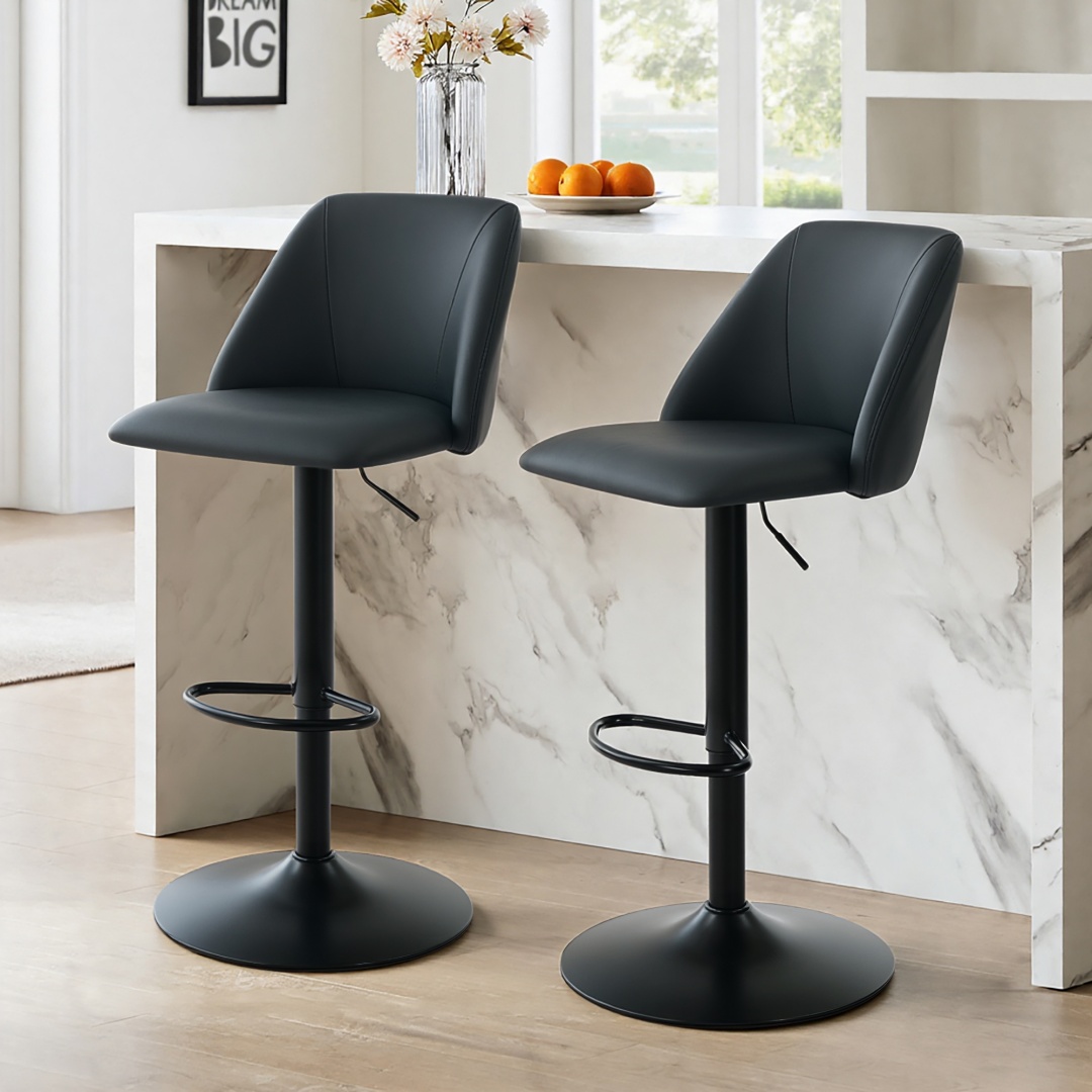 Swivel Bar Stools Upholstered Adjustable Barstools Counter Heigh For Bar, Dining Room, Set Of 1, Beige image 4