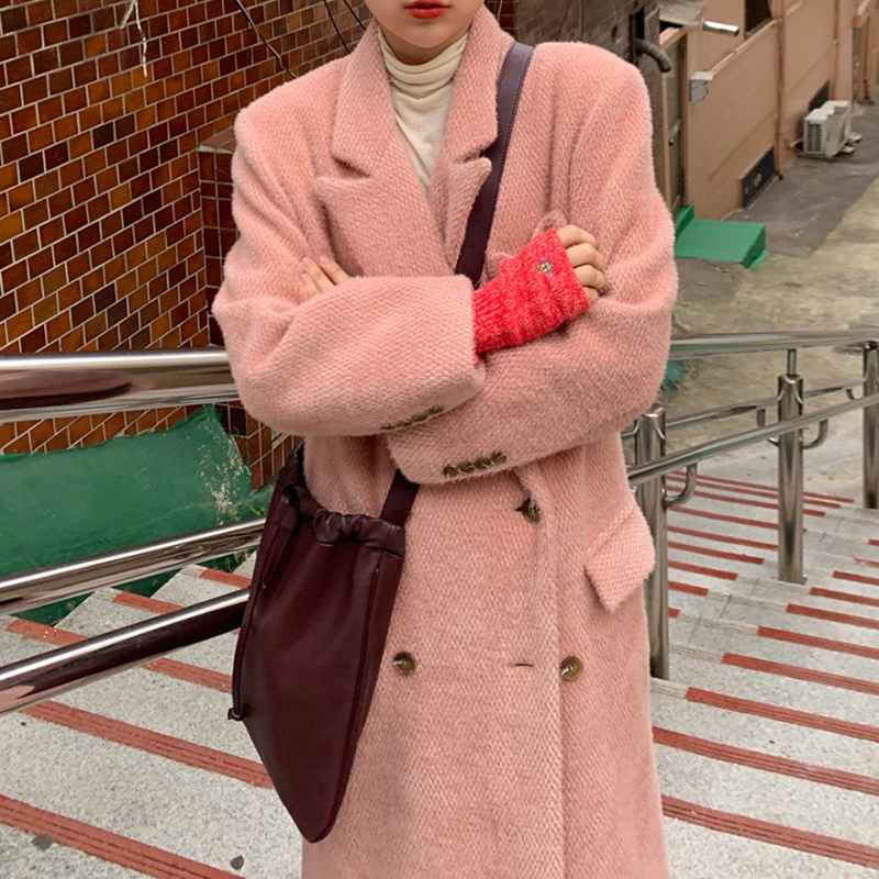 Retro Temperament Loose Long Sleeve Coat Pink - Shop at LoveMi