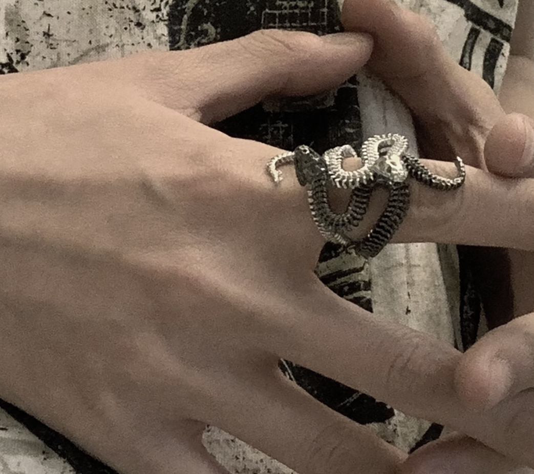 New Snake Bone Ring Goth Punk Set