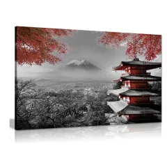 Japanese Temple Theme Diamond Painting, 5D Embroidery, Red, Black, White Landscape, Cross Stitch, Mosaic, DIY, Embroidery - View 1