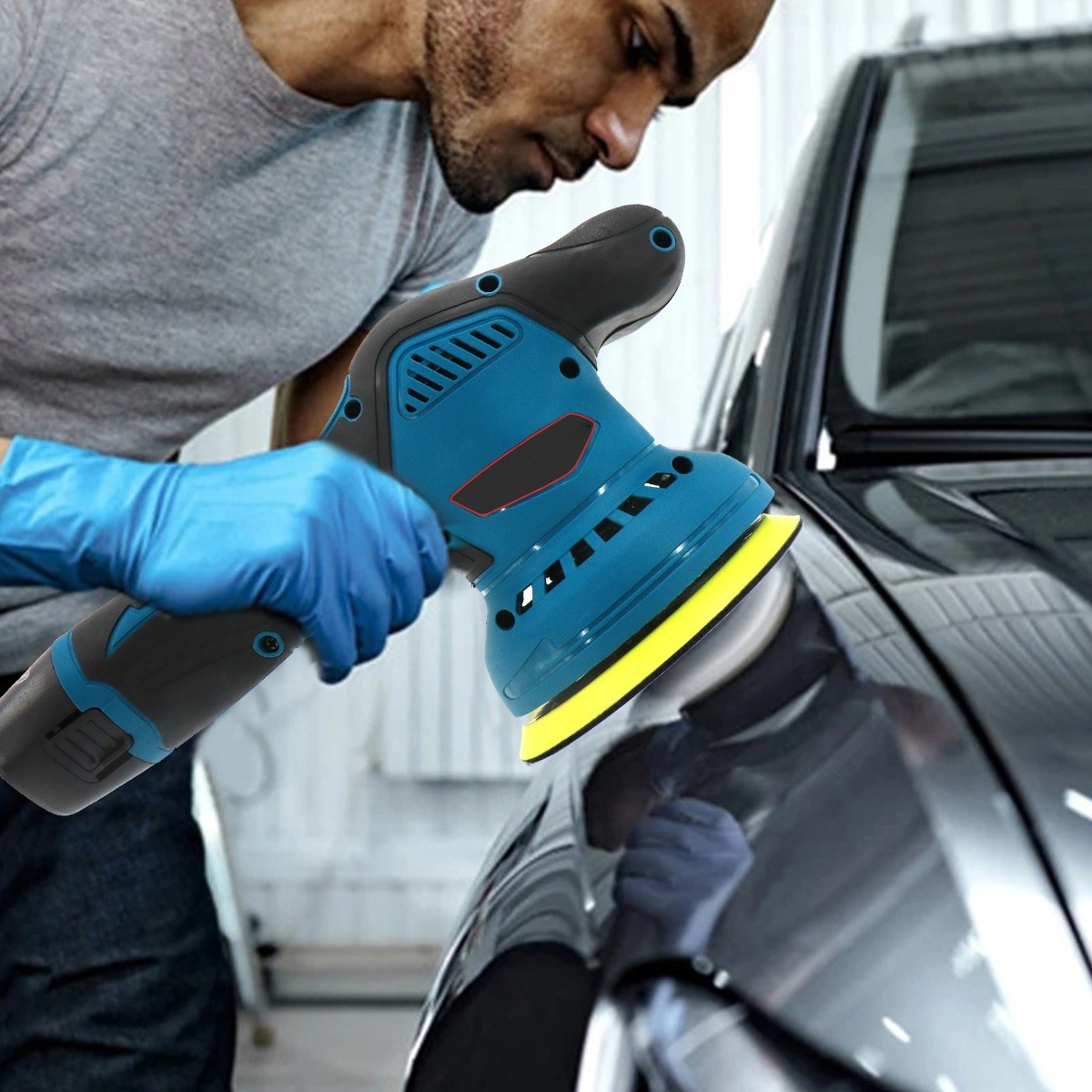 Cordless Car Polisher Buffer Sander Machine Polishing Pads Kit 2x Batteries