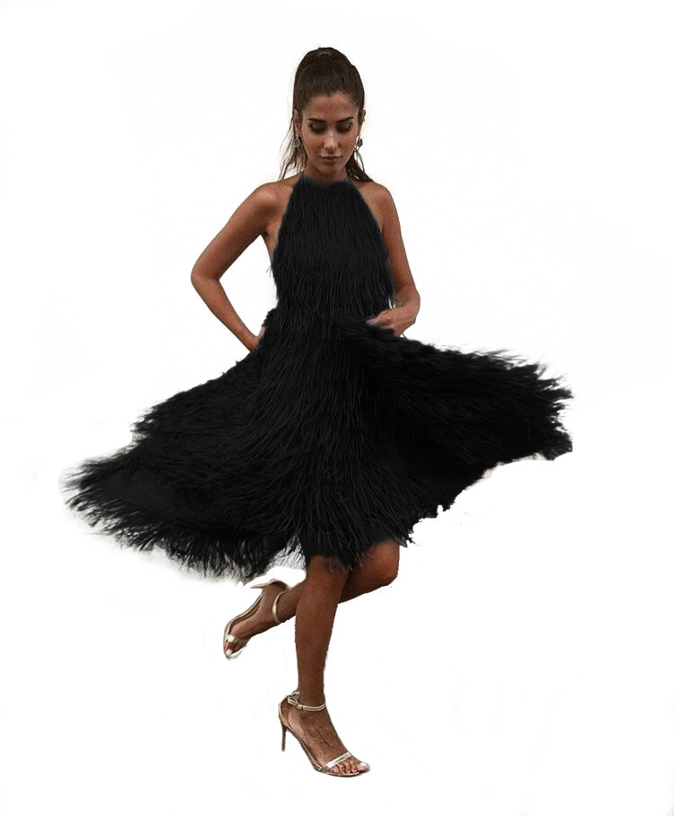 Women's Halter Halterneck Fringed Dress