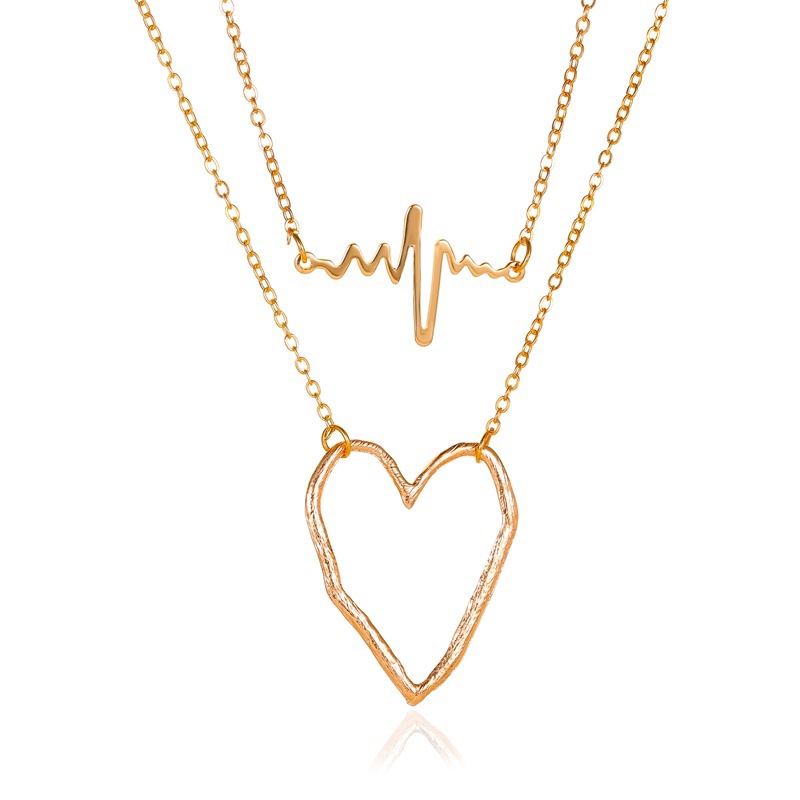 Double Heartbeat Necklace Personalized ECG Frequency