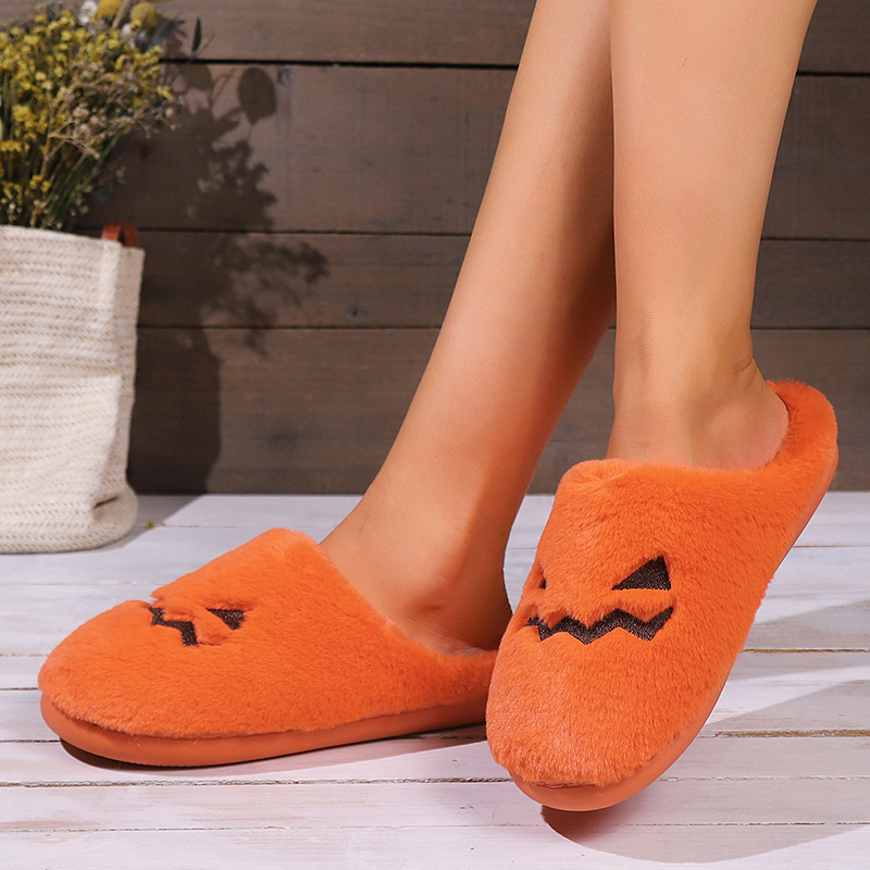 Title 3, Pantufas de Abóbora de Halloween Fofas para Cas...