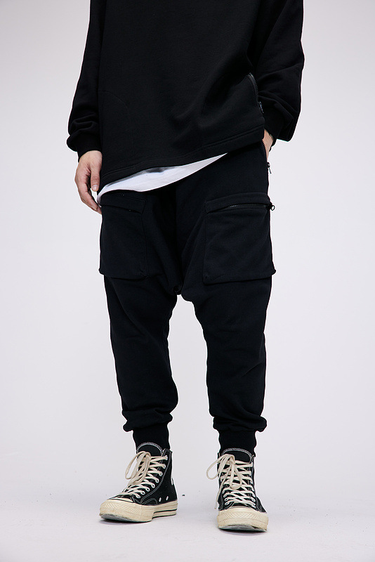Slim Fitting Elastic Rope Multi Bag Harun Pants Male