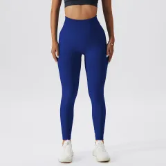 High Waist Tight Seamless Fitness Yoga Pants - Dark Blue - View 1