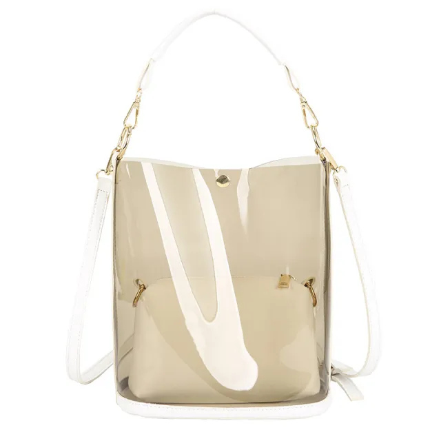 Laser Transparent Bucket Women's Shoulder Bag Messenger White - Shop at LoveMi