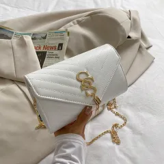 Chain Crossbody Fashion Letter Fringe Tote Bag - White - View 1