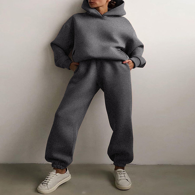 Women's Casual Hooded Sweater Two-piece Suit Clothes Hoodie Tracksuit - Picture 5 of 15