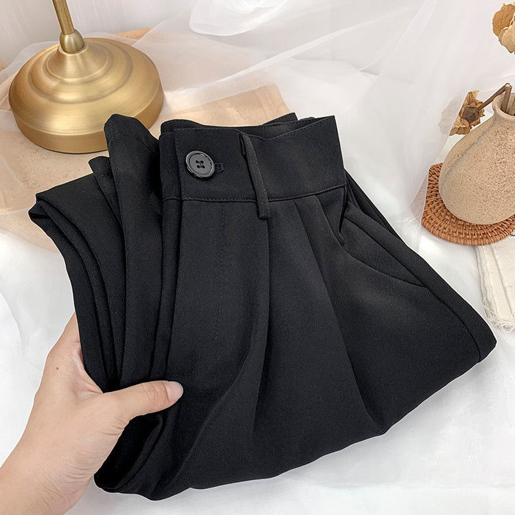 Title 4, Pantalon Long Casual Noir Temperament Drape, Co...