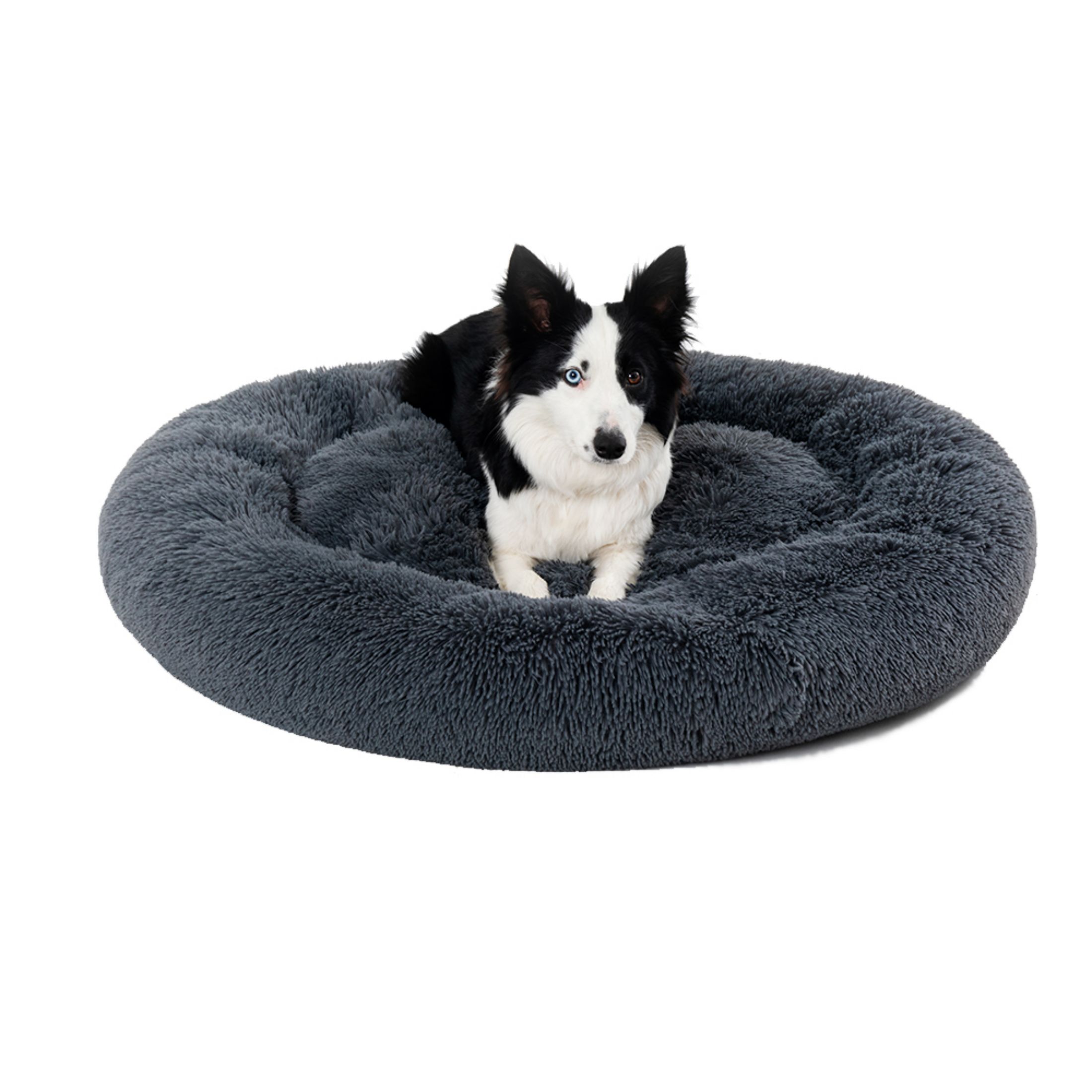 Zippered Fluffy Donut Dog Bed Warm Soft Long Plush Pet Cushion Dog House Cat Bed Washable Pet Sofa Mat Calming Small Large Dog Beds