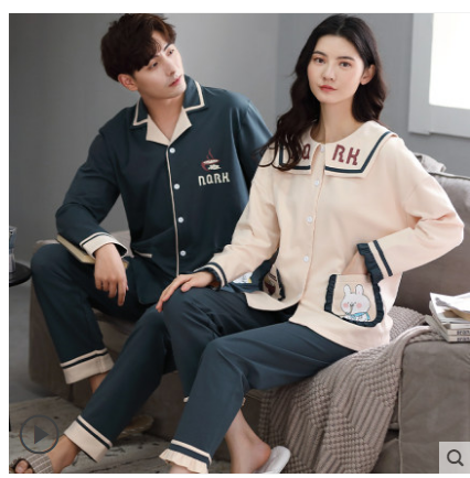 Title 4, Couple pajamas long sleeve pure cotton