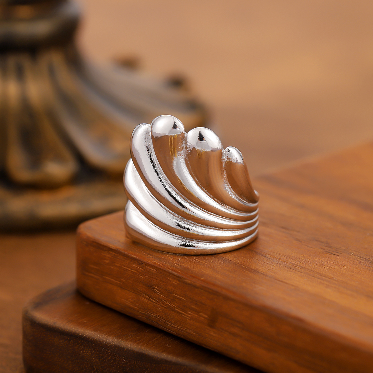 Style Titanium Steel Ring For Women, Light Luxury Advanced Sense, Niche Design, Open & Gold... thumbnail 7