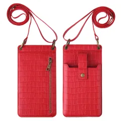 Multi-function Crossbody Bags For Mobile Phone Crocodile-pattern Wallet Card Holder - Red - View 1