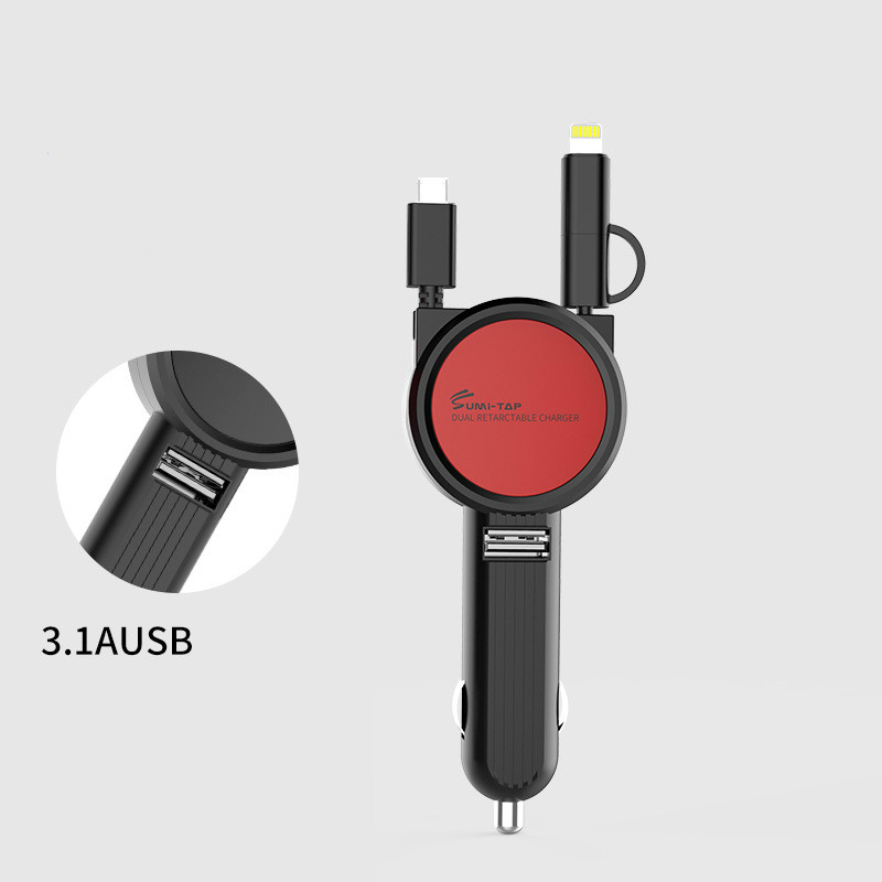 Compatible with Apple 3-in-1 Car Charger Data Cable USB Cigarette Lighter Adapte - 第 4/6 張圖片