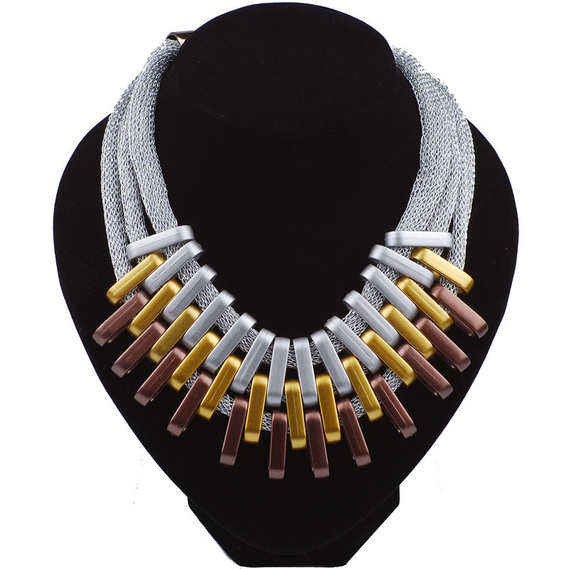 Geometric Stitching Exaggerated Short European And American Necklace