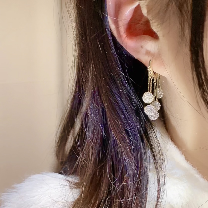 Shiny Light Luxury Gentle Simple Tassel Peach Earrings