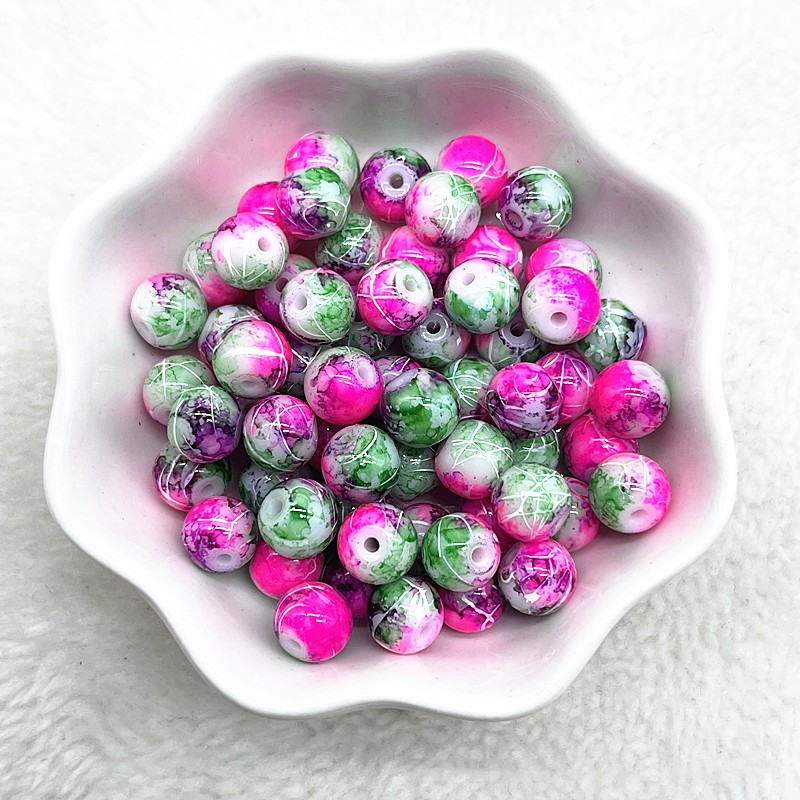 Title 4, Double Color Brushed Glass Beads Scattered Hand...