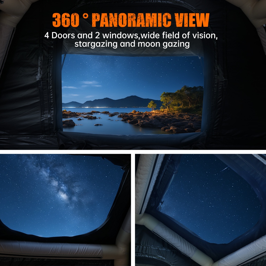 Foldable 2-3 People Amphibious Inflatable Car Roof Top Tent For Camping Outdoor Glamping Camping Tent For SUV,Truck  Without Ladder, Two-tone Style, Khaki & Black