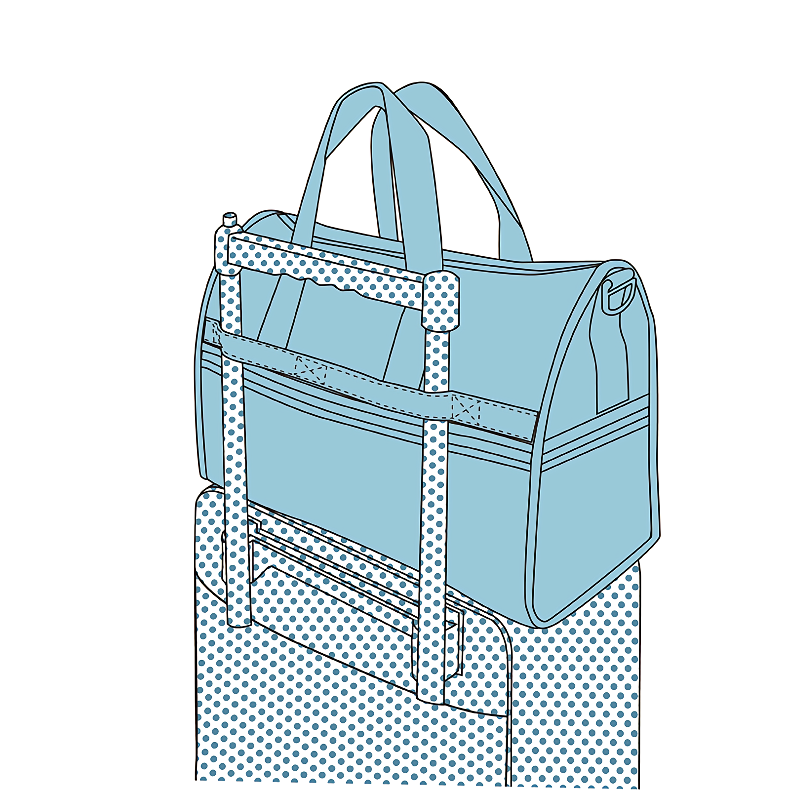 Folding Travel Bag Boston Storage Bag Luggage Carry-on Handbag Outdoor Business Blue Point- view 3